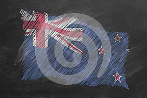 National Flag of New Zealand. Chalk drawn illustration.