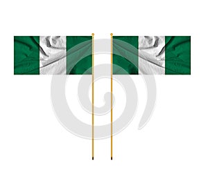 national flag of nigeria on silk fabric with soft folds, background