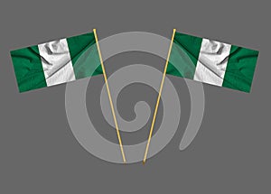 national flag of nigeria on silk fabric with soft folds, background