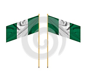 national flag of nigeria on silk fabric with soft folds, background