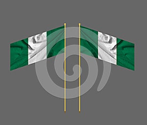 national flag of nigeria on silk fabric with soft folds, background