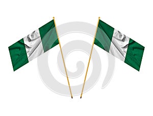 national flag of nigeria on silk fabric with soft folds, background