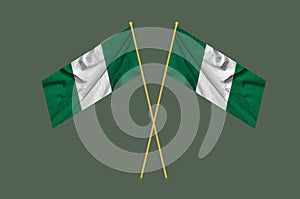 national flag of nigeria on silk fabric with soft folds, background