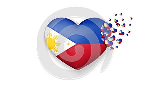 National flag of Philippines in heart illustration. With love to Philippines country. The national flag of Philippines fly out