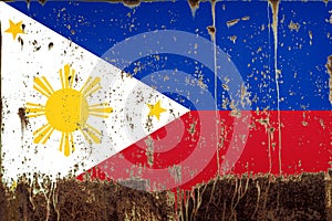 National flag of Philippines on metal texture