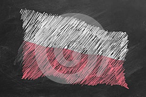 National Flag of Poland. Chalk drawn illustration.