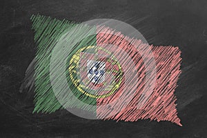 National Flag of Portugal. Chalk drawn illustration.