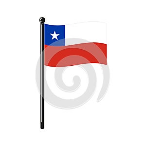 national flag of Republic of Chile on the stick