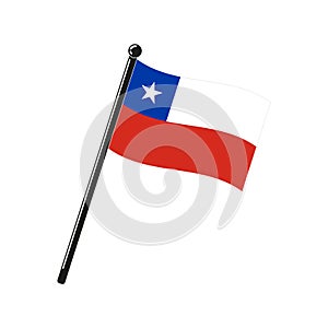 national flag of Republic of Chile on the stick