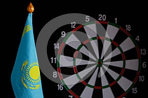 National flag Republic Kazakhstan on background dartboard