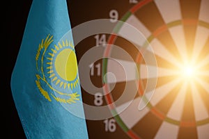National flag Republic Kazakhstan on background dartboard