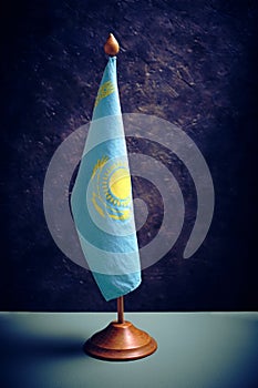 National flag Republic Kazakhstan on a black background