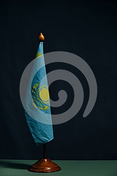 National flag Republic Kazakhstan on a black background