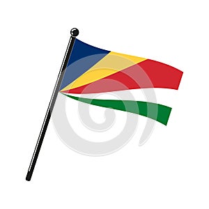 national flag of Republic of Seychelles on the stick