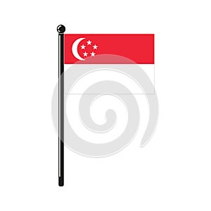 national flag of Republic of Singapore on the stick