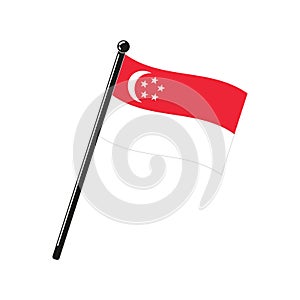 national flag of Republic of Singapore on the stick