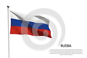 national flag Russia waving on white background