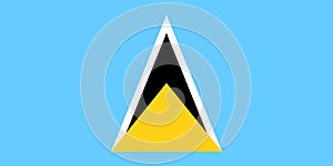 National Flag Saint Lucia, Hewanorra, Iyonola, light blue field with a small golden isosceles triangle in front of a large white-