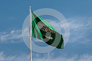 National flag of Saudi Arabia, in MadaÃ®n Saleh