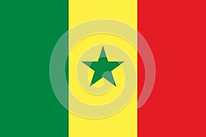 National flag of Senegal original size and colors vector illustration, drapeau du Senegal tricolour, flag of the