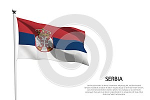 National flag Serbia waving on white background