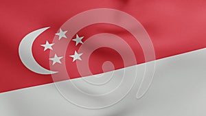 National flag of Singapore waving 3D Render, Republic of Singapore flag textile, coat of arms Singapore independence day