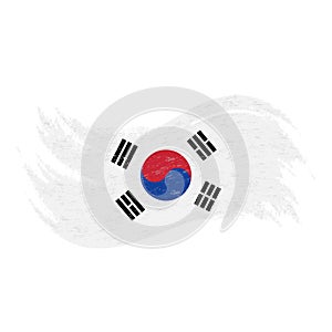 National Flag Of South Corea, Designed Using Brush Strokes,Isolated On A White Background. Vector Illustration. photo