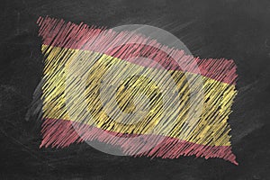 National Flag of Spain. Chalk drawn illustration.