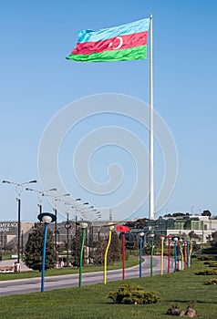 National Flag Square is a large city square off Neftchiler Avenue in Baku. A flag measuring 70 by 35 metres flies on a pole 162 m