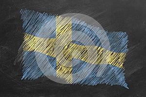 National Flag of Sweden. Chalk drawn illustration.