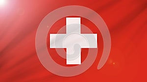 The national flag of Switzerland.