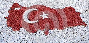 National flag of Turkey and map of Turkey