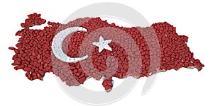 National flag of Turkey and map of Turkey