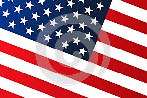 National flag of The United States of America with red stripes and white stars. Gradient color. Patriotic background