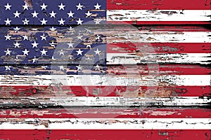 National flag of USA on a wooden background