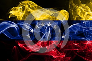 National flag of Venezuela made from colored smoke isolated on black background