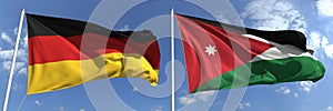 National flags of Germany and Jordan, 3d rendering