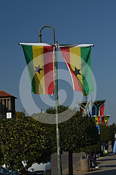 National flags of Ghana and South Africa