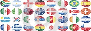 National flags in oval shape