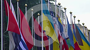 National flags of summit participants, strategic partners, diplomatic relations