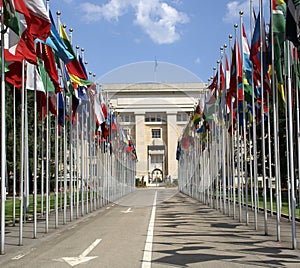 National flags, UN, Geneva, Switzeland