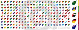 National flags of the world in an abstract modern design, flags sorted by continent and alphabetically