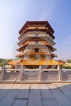 National Fo Guang Shan Thaihua Temple in Bangkok downtown, Thailand. Smart urban city. Chiang Kai shek Memorial Hall