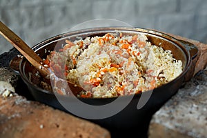 National food in Uzbekistan. Plov