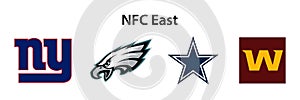 National Football League NFL, NFL 2022. Season 2021-2022. NFC East. Dallas Cowboys, Washington Football Team, Philadelphia Eagles