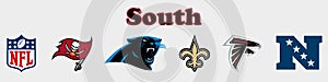 National Football League NFL, NFL 2022. Season 2021-2022. NFC South. Tampa Bay Buccaneers, Atlanta Falcons, New Orleans Saints,