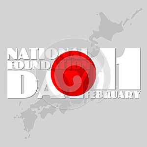 National Foundation Day, vector illustration of Japan Map.