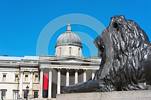 National Gallery London with bronze lion