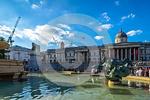 The National Gallery, Trafalgar Square in London, UK