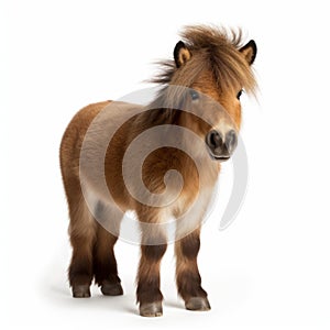 National Geographic Style: Stunning Shetland Pony Photo On White Background